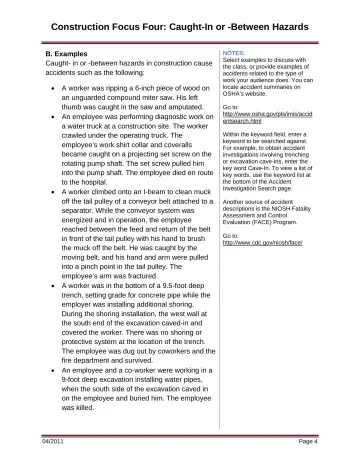 Page 10: Construction Focus Four: Caught-In or -Between Hazards
