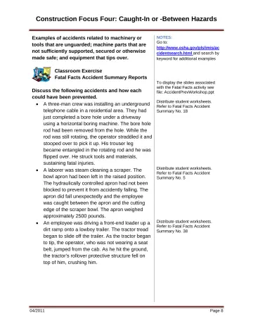 Page 14: Construction Focus Four: Caught-In or -Between Hazards