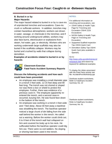 Page 15: Construction Focus Four: Caught-In or -Between Hazards