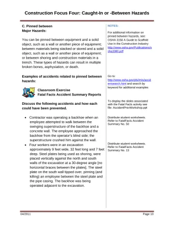 Page 16: Construction Focus Four: Caught-In or -Between Hazards