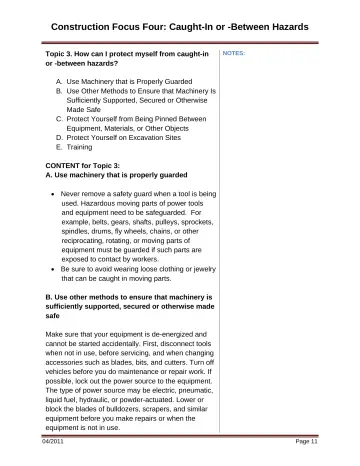 Page 17: Construction Focus Four: Caught-In or -Between Hazards