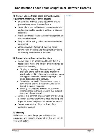 Page 18: Construction Focus Four: Caught-In or -Between Hazards