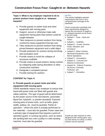 Page 19: Construction Focus Four: Caught-In or -Between Hazards