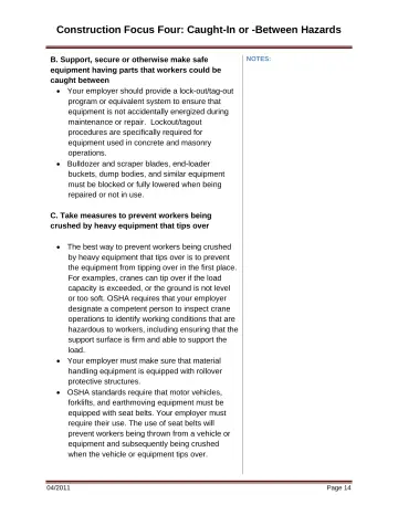 Page 20: Construction Focus Four: Caught-In or -Between Hazards