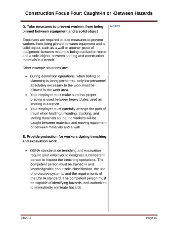 Page 21: Construction Focus Four: Caught-In or -Between Hazards
