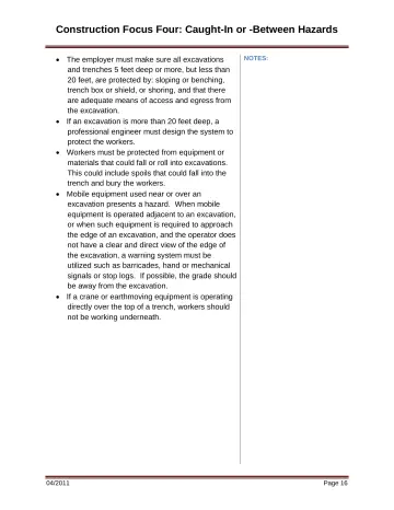 Page 22: Construction Focus Four: Caught-In or -Between Hazards