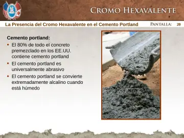 Slide 20: La Presencia del Cromo Hexavalente en el Cemento Portland