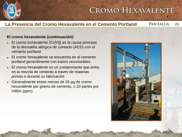 Slide 23: La Presencia del Cromo Hexavalente en el Cemento Portland