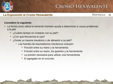 Slide 32: La Exposición al Cromo Hexavalente
