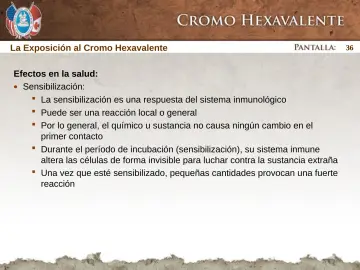 Slide 36: La Exposición al Cromo Hexavalente