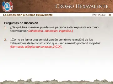 Slide 42: La Exposición al Cromo Hexavalente