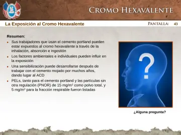 Slide 43: La Exposición al Cromo Hexavalente