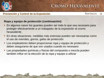 Slide 52: Prevención y Control de la Exposición