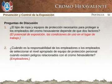 Slide 55: Prevención y Control de la Exposición