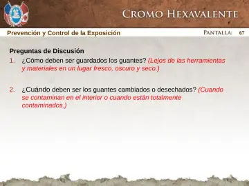 Slide 67: Prevención y Control de la Exposición