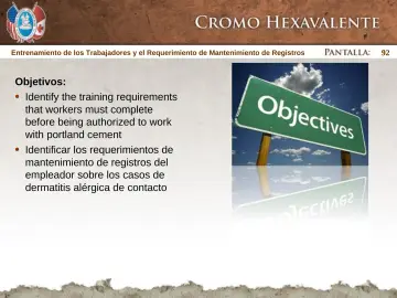 Slide 92: Entrenamiento de los Trabajadores y el Requerimiento de Mantenimiento de Registros