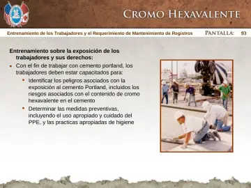 Slide 93: Entrenamiento de los Trabajadores y el Requerimiento de Mantenimiento de Registros