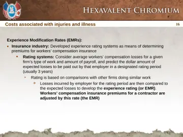 Slide 16: Costs associated with injuries and illness