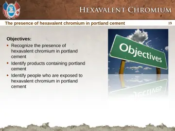 Slide 19: The presence of hexavalent chromium in portland cement