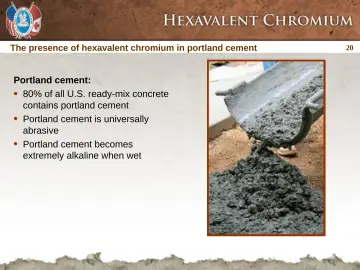 Slide 20: The presence of hexavalent chromium in portland cement