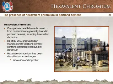 Slide 22: The presence of hexavalent chromium in portland cement