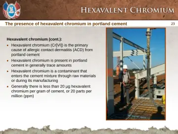 Slide 23: The presence of hexavalent chromium in portland cement