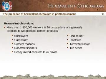Slide 25: The presence of hexavalent chromium in portland cement