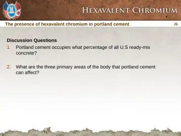 Slide 26: The presence of hexavalent chromium in portland cement