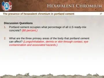 Slide 27: The presence of hexavalent chromium in portland cement