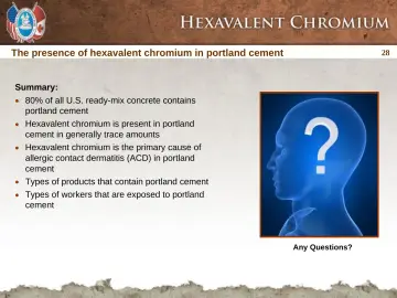 Slide 28: The presence of hexavalent chromium in portland cement