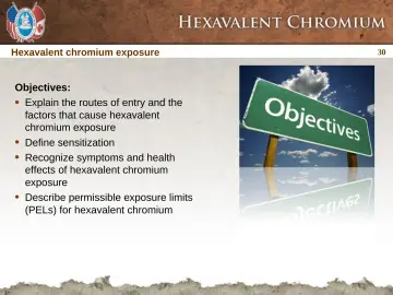 Slide 30: Hexavalent chromium exposure