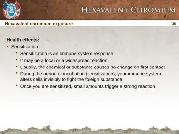Slide 36: Hexavalent chromium exposure