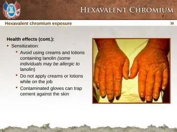 Slide 38: Hexavalent chromium exposure