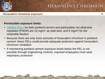 Slide 39: Hexavalent chromium exposure