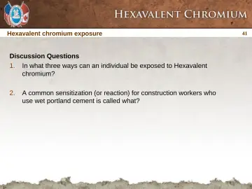 Slide 41: Hexavalent chromium exposure