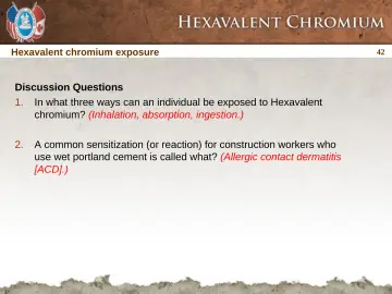 Slide 42: Hexavalent chromium exposure