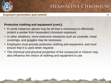 Slide 52: Exposure prevention and control
