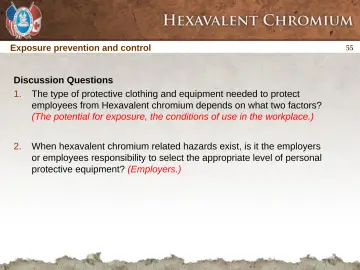 Slide 55: Exposure prevention and control