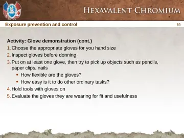 Slide 65: Exposure prevention and control
