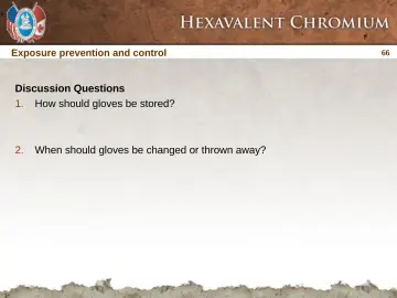 Slide 66: Exposure prevention and control