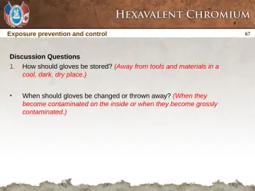 Slide 67: Exposure prevention and control
