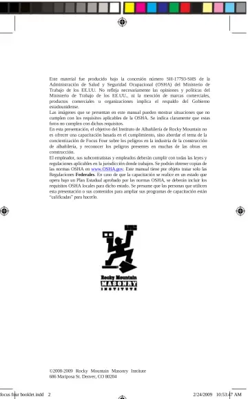 Page 2: Este material fue producido bajo la concesión número SH-17793-SHS de la Administración de…