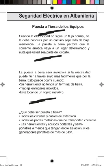 Page 12: Seguridad Eléctrica en Albañilería