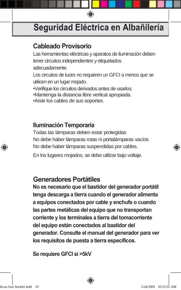 Page 19: Seguridad Eléctrica en Albañilería