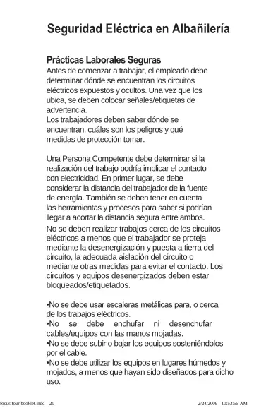 Page 20: Seguridad Eléctrica en Albañilería