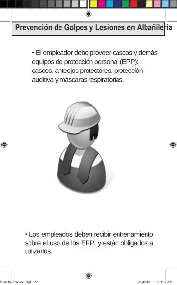 Page 22: Prevención de Golpes y Lesiones en Albañilería