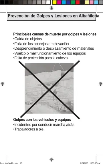 Page 23: Prevención de Golpes y Lesiones en Albañilería