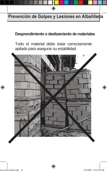 Page 25: Prevención de Golpes y Lesiones en Albañilería