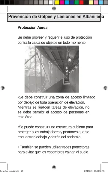 Page 26: Prevención de Golpes y Lesiones en Albañilería