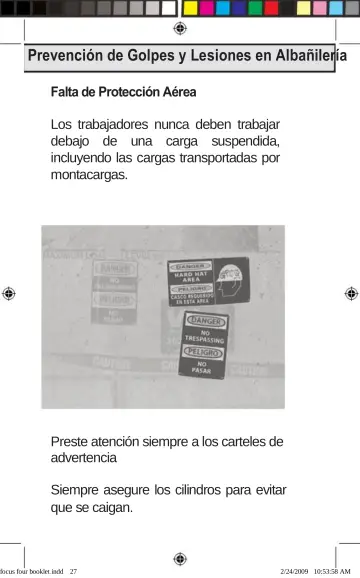 Page 27: Prevención de Golpes y Lesiones en Albañilería